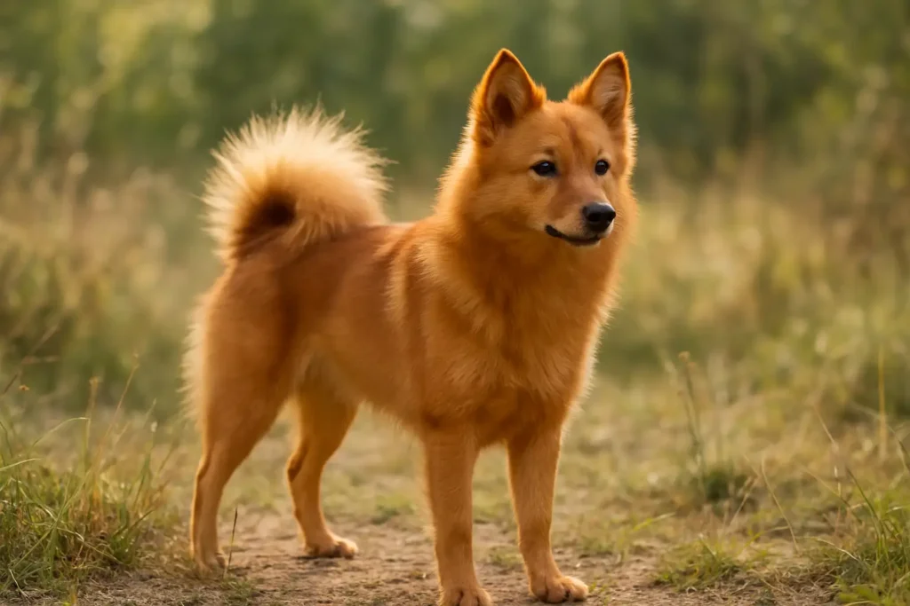 Chien de type spitz à l’apparence de renard dans un cadre naturel