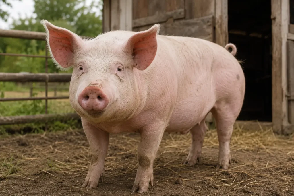 Le cochon est le nom courant du porc domestique, un mammifère de la famille des suidés dont le nom scientifique est Sus scrofa domesticus. Animal omnivore, intelligent et profondément social, il vit naturellement en groupe et développe des comportements bien plus sophistiqués que ne le laisse penser son image populaire. Cet article présente son origine, son physique, son alimentation, son comportement et sa reproduction, tout en corrigeant les idées reçues les plus répandues à son sujet. Porc ou cochon : quelle différence ? Porc et cochon désignent le même animal, mais leur usage varie selon le contexte. Le terme « porc » est privilégié dans les registres scientifiques, agricoles ou alimentaires, notamment pour désigner la viande ou les filières d'élevage. « Cochon » reste le mot le plus utilisé dans le langage courant, en particulier pour parler de l'animal vivant. Il n'existe donc pas de différence entre porc et cochon sur le plan biologique : il s'agit d'une seule et même espèce, simplement nommée différemment selon la situation. Origine et proximité avec le sanglier Le cochon domestique descend du sanglier sauvage, Sus scrofa, dont il partage la classification au sein des suidés. La domestication remonte à plusieurs milliers d'années, menée en parallèle dans différentes régions du monde, notamment au Proche-Orient et en Asie. Au fil des sélections successives, le porc domestique a développé une morphologie plus massive, une peau souvent plus claire et un tempérament globalement moins farouche que celui de son ancêtre sauvage, tout en conservant des comportements naturels proches, comme le fouissage du sol avec le groin. Comment s'appellent le mâle, la femelle et le petit ? Le vocabulaire du cochon suit une logique précise selon l'âge et le sexe de l'animal : Verrat : le mâle reproducteur adulte Truie : la femelle adulte, en particulier après une première mise bas Porcelet : le petit, de la naissance jusqu'au sevrage Nourrain : le jeune porc récemment sevré, avant d'atteindre l'âge adulte Cette distinction est couramment utilisée dans les contextes agricoles, mais reste utile pour comprendre les différentes étapes de vie de l'animal. À quoi ressemble un cochon ? Le cochon possède un corps massif porté par des pattes relativement courtes, terminées par des sabots fendus. Sa tête est dominée par un groin mobile et sensible, véritable organe tactile et olfactif qui lui permet d'explorer son environnement et de fouiller le sol à la recherche de nourriture. Sa peau, plus ou moins recouverte de poils selon les races, varie du rose au noir en passant par des robes tachetées. Ses oreilles, dressées ou tombantes selon les races, ainsi que sa queue en tire-bouchon, complètent une silhouette reconnaissable entre toutes. Que mange un cochon ? L'alimentation du cochon repose sur son statut d'animal omnivore : il consomme aussi bien des végétaux que des protéines d'origine animale. En élevage, sa ration est généralement composée de céréales, de sources de protéines, de fibres, de vitamines et de minéraux, ajustée selon son âge, son poids et son stade physiologique. Un porcelet en croissance a des besoins nutritionnels plus élevés en protéines qu'un porc adulte, tandis qu'une truie gestante ou allaitante nécessite un apport énergétique renforcé. Dans un environnement naturel ou semi-naturel, le cochon complète son alimentation en fouillant le sol à la recherche de racines, de tubercules, d'insectes ou de petits invertébrés. Cette capacité d'adaptation alimentaire explique en grande partie pourquoi le cochon a été domestiqué avec succès dans des contextes géographiques et climatiques très variés. Contrairement à des herbivores stricts, il valorise efficacement des ressources alimentaires diverses, y compris certains déchets organiques, ce qui en a longtemps fait un animal particulièrement économique à élever dans les fermes traditionnelles. Un accès à l'eau propre et en quantité suffisante reste par ailleurs indispensable, le cochon étant sensible à la déshydratation, notamment durant les périodes de forte chaleur. Le cochon est-il vraiment sale ? L'idée reçue d'un animal sale par nature ne correspond pas à la réalité. Lorsqu'il dispose de suffisamment d'espace, le cochon sépare instinctivement sa zone de couchage, propre, de sa zone d'excrétion, éloignée de son lieu de repos. Le comportement le plus souvent associé à la saleté, se rouler dans la boue, répond en réalité à un besoin physiologique précis : ne possédant pas de glandes sudoripares fonctionnelles, le cochon ne peut pas réguler sa température corporelle par la transpiration. La boue lui permet donc de se rafraîchir efficacement en cas de forte chaleur, tout en protégeant sa peau sensible des parasites et des rayons du soleil. Un animal social aux comportements structurés Le cochon est un animal fondamentalement social, qui vit naturellement au sein de groupes organisés selon une hiérarchie stable. Ces groupes reposent sur des liens sociaux durables, une reconnaissance individuelle entre congénères et des interactions régulières, notamment sous forme de jeux chez les jeunes porcelets. L'isolement prolongé constitue une source de stress importante pour cet animal, qui a besoin de contacts sociaux réguliers pour son équilibre comportemental. Au sein d'un groupe, les truies partagent souvent la surveillance des porcelets et développent des comportements coopératifs, tandis que les jeunes apprennent par imitation en observant les adultes. Cette organisation sociale complexe contribue également à la transmission de certains comportements alimentaires ou exploratoires d'une génération à l'autre. Intelligence du cochon : des capacités souvent sous-estimées L'intelligence du cochon fait l'objet d'un large consensus parmi les spécialistes du comportement animal. Il apprend rapidement de nouvelles tâches, mémorise des routines complexes et se repère efficacement dans l'espace. Plusieurs études comportementales lui reconnaissent des capacités de résolution de problèmes, une bonne mémoire à long terme ainsi qu'une forme de compréhension des interactions sociales entre congénères. Cette intelligence se traduit également par une grande curiosité et un besoin d'exploration, deux traits qui expliquent en partie son comportement fouisseur. Certaines expériences comportementales ont notamment montré que le cochon est capable d'utiliser un miroir pour localiser de la nourriture placée hors de son champ de vision direct, une aptitude cognitive rare chez les mammifères. Il distingue également différents individus, humains comme congénères, et adapte son comportement en fonction des expériences passées, qu'elles soient positives ou négatives. Ces capacités rapprochent le cochon, sur le plan cognitif, de certains primates ou cétacés reconnus pour leur intelligence. Reproduction et espérance de vie La reproduction du cochon suit un cycle relativement rapide comparé à d'autres mammifères domestiques. La gestation de la truie dure environ trois mois, trois semaines et trois jours, une durée souvent résumée par cette formule mnémotechnique utilisée en élevage. Une portée compte généralement plusieurs porcelets, dont le nombre varie selon la race et l'âge de la truie. L'espérance de vie du cochon, en dehors des filières destinées à la production de viande, se situe généralement entre 10 et 20 ans, en fonction de la race, des conditions de vie et de l'état de santé général de l'animal. Les besoins naturels essentiels du cochon Au-delà de l'alimentation et de la reproduction, le bien-être du cochon repose sur plusieurs besoins comportementaux fondamentaux. Le fouissage du sol avec le groin constitue une activité naturelle essentielle, qui lui permet à la fois de se nourrir et de s'occuper mentalement. L'exploration de son environnement, la présence de congénères et l'accès à un espace suffisant pour se déplacer librement figurent également parmi ses besoins prioritaires. Un environnement pauvre en stimulation, sans possibilité de fouiller ou d'interagir socialement, peut entraîner l'apparition de comportements stéréotypés, signe d'un mal-être chez cet animal pourtant réputé pour sa capacité d'adaptation. Races et diversité du porc domestique Le porc domestique regroupe une grande diversité de races, sélectionnées selon des critères variables : morphologie, couleur de robe, rusticité ou aptitudes bouchères. Certaines races, comme le porc noir de Bigorre ou le Duroc, sont valorisées pour la qualité de leur viande, tandis que d'autres, plus rustiques, sont adaptées à un élevage en plein air. Cette diversité illustre la capacité du cochon à s'adapter à des environnements et des usages très différents, tout en conservant les traits comportementaux fondamentaux propres à son espèce. Le cochon domestique, un animal à l'image encore méconnue 🐷 Loin des clichés qui lui collent souvent à la peau, le cochon se révèle être un animal omnivore équilibré, doté d'une intelligence remarquable et d'une vie sociale structurée. Comprendre son comportement, ses besoins naturels et son vocabulaire spécifique permet de porter un regard plus juste sur cet animal, aussi bien dans un contexte agricole que dans une simple curiosité pédagogique.