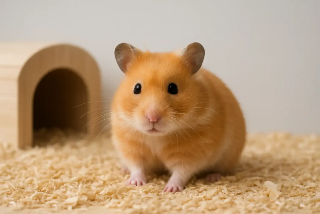 Hamster doré dans un habitat domestique propre et lumineux