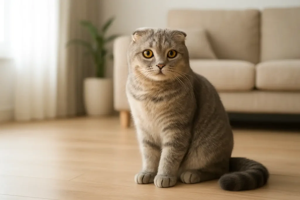 Scottish Fold adulte avec ses oreilles repliées