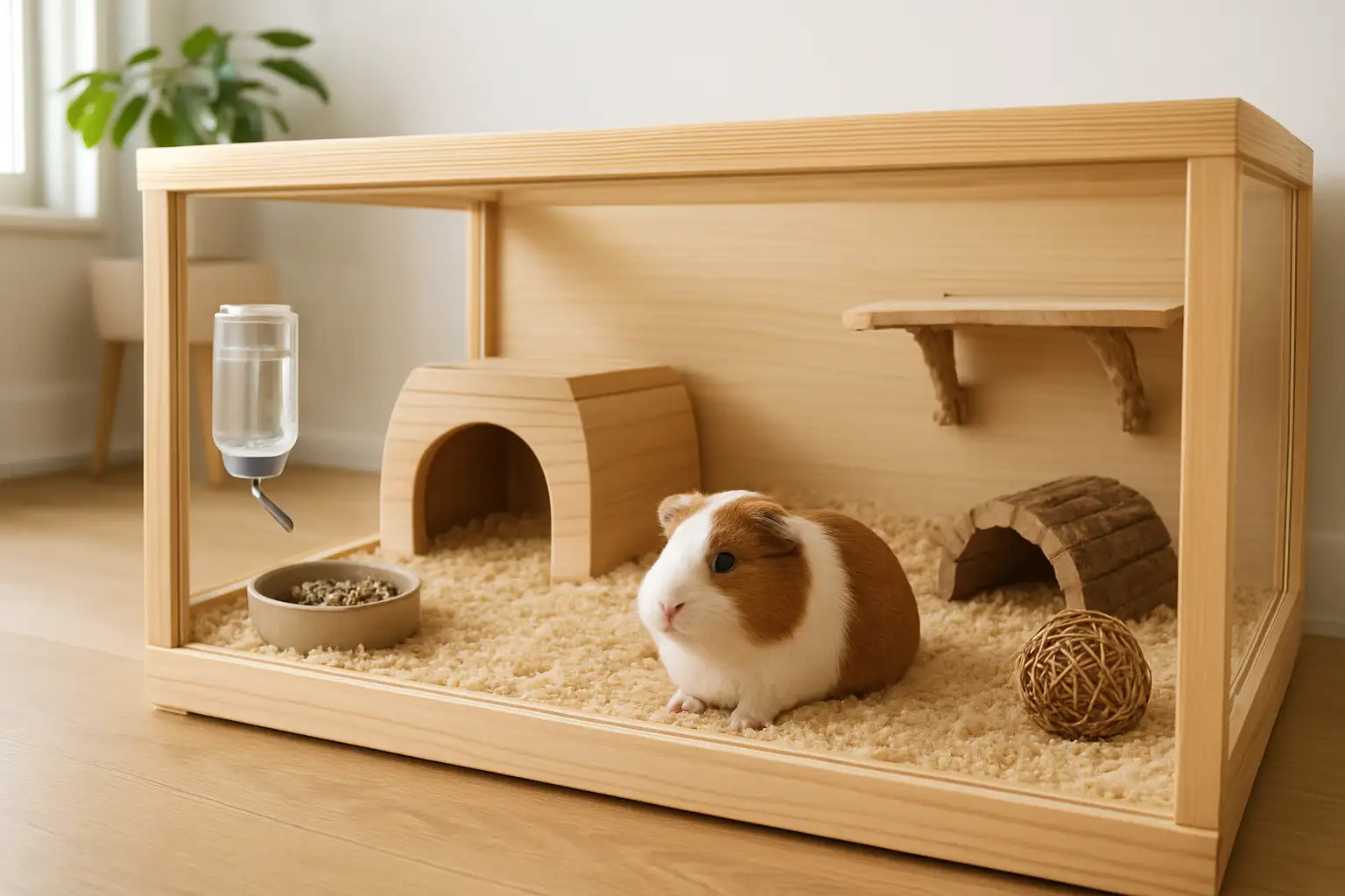 Petit rongeur dans un habitat propre et adapté à la maison